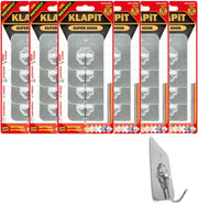 KLAPiT Super Hook Heavy Duty Adhesive, Holds 11 Pounds or 5Kg Weight, Waterproof and Damage Free for Wall, Tile, Wood, Stone, Glass, Metal, Made of Steel (Clear, 4 pc) - 24pc Silver