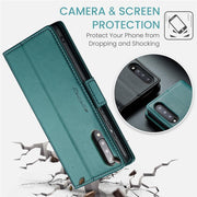 For Samsung Galaxy A30s / A50 / A50s Leather Case RFID Blocking 3 Card Slot Mobile Cover - Green