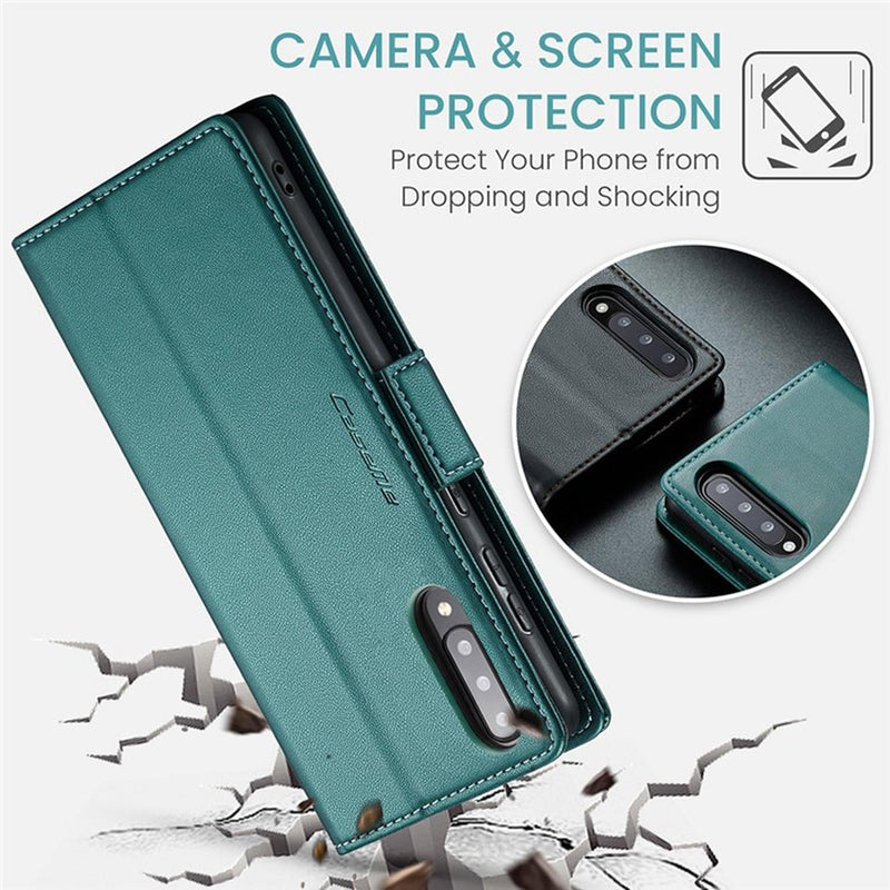 For Samsung Galaxy A30s / A50 / A50s Leather Case RFID Blocking 3 Card Slot Mobile Cover - Green