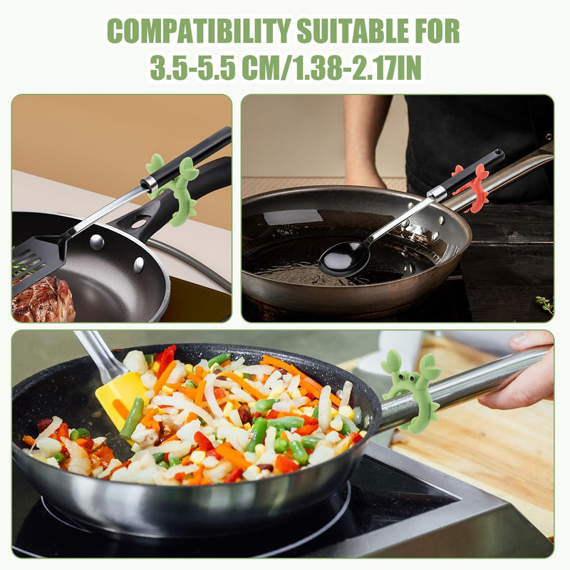 4Pcs Crab Spatula Holder, Anti-Scalding Silicone Utensil Holder Crab Utensil Rest Crab Spoon Holder Adjustable Over Spill Stopper for Kitchen Creative Crab Gift (Green, Orange)