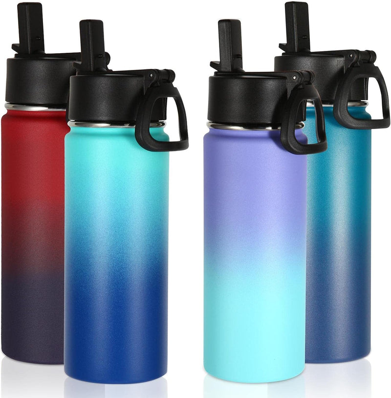 530ml 18oz Kids Insulated Water Bottle, Stainless Steel Water Bottles with Straw Lid, Wide Mouth Double Wall Vacuum Sports Travel Flask for Cold Drink (Red,1 Pack) - Assorted 4