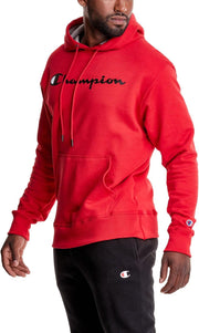mens Graphic Powerblend Fleece Pullover Hood Hooded Sweatshirt - Red