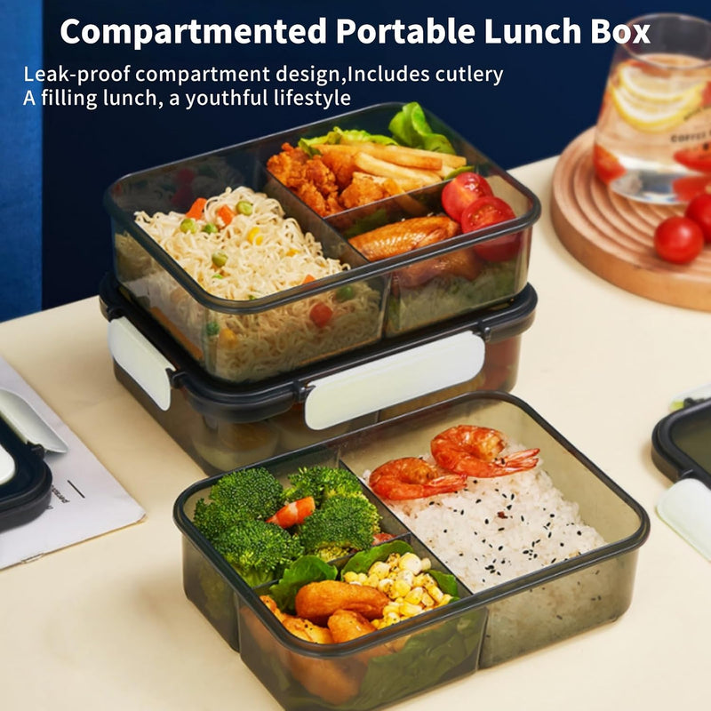 Lunch Box Bento Lunch Boxes 304 Stainless Steel Spoon And Fork For Kids And Adults, Microwaveable, 3 Compartment 1500Ml Suitable For School, Office, And Picnics (Beige)