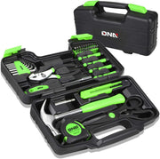 DNA MOTORING 39-Piece Household Tool Set General Repair Small Hand Tool Kit Storage Case for Home Garage Office College Dormitory Use, Green, TOOLS-00010 - Green Home Tool Kit