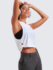 CRZ YOGA Women's Pima Cotton Workout Tank Crop Sports Shirt Sleeveless Yoga Running Tops