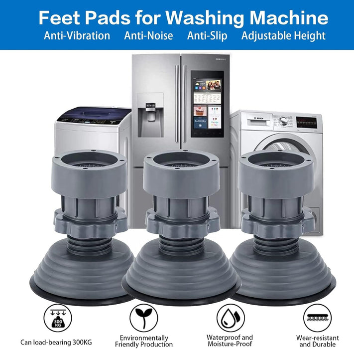 Azonee Washing Machine Anti-Vibration Foot Pads, Anti-Vibration Foot Pads, Adjustable, Shock Absorption and Noise Reduction, Suitable for Washing Machine and Dryer Bracket, Protective Base (4 Pcs)