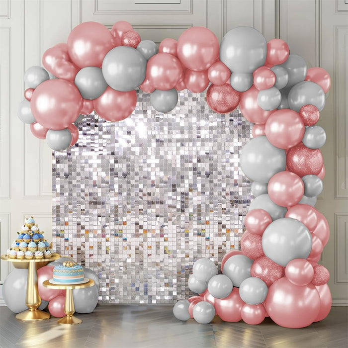 Kate Shimmer Wall Backdrop Sliver Wall Panels 12Pcs Square Sequin Shimmer Wall Backdrop Decoration for Birthday Party,Wedding, Anniversary