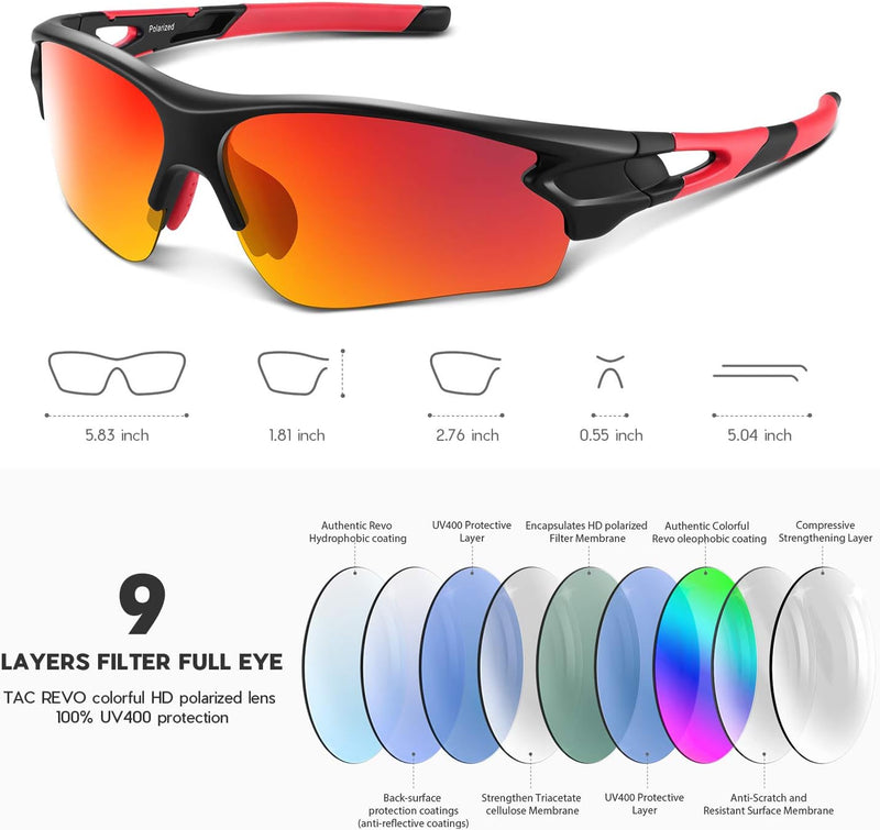 Polarized Sports Sunglasses for Men Women Youth Baseball Fishing Cycling Running Golf Motorcycle Tac Glasses UV400