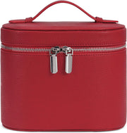 Makeup Bag Travel Makeup Bag with Compartments and Handle Portable Toiletry Bag for Women - Red