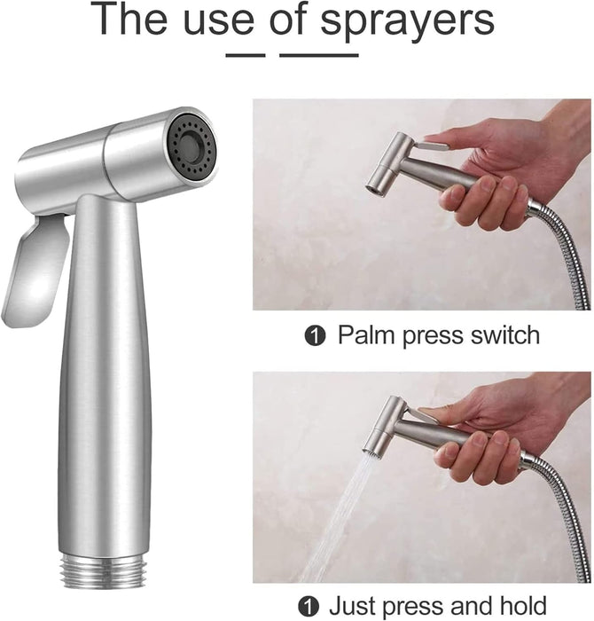 Sulfar Handheld Bidet Sprayer Shattaf Cloth Diaper Toilet Sprayer Stainless Steel Brushed Bathroom Shower Bidet Spray Set