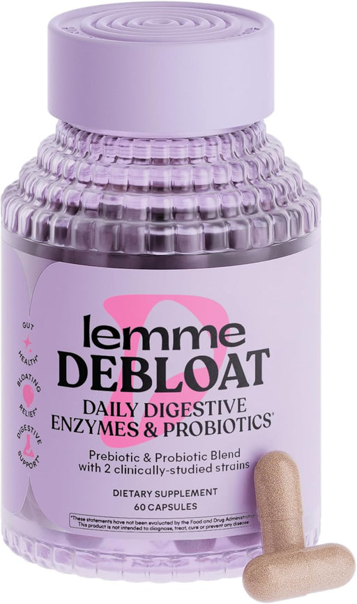 Debloat 3-in-1 Prebiotic, Probiotic & Digestive Enzyme Capsules for Bloating & Gas Relief - 2 Clinically Studied Probiotics w/5 Digestive Enzymes to Improve Digestion, Women & Men, Vegan, 60 ct