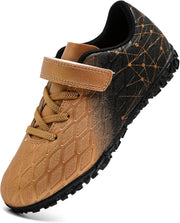 Boys Soccer Shoes Kids Girls Astro Turf Trainers Firm Ground Cleats Football Boots Outdoor Sneakers Athletic Sport Shoes Teenager Professional Football Shoes - Gold