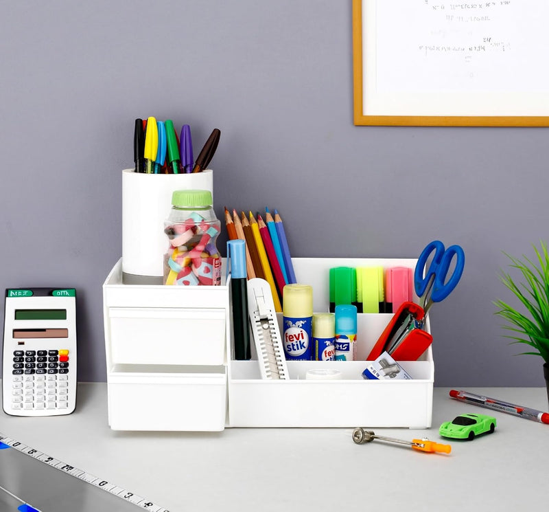 Clazkit Cosmetic Organizer Box Drawers Storage Plastic Stationary Box | Make Up Organiser For Women