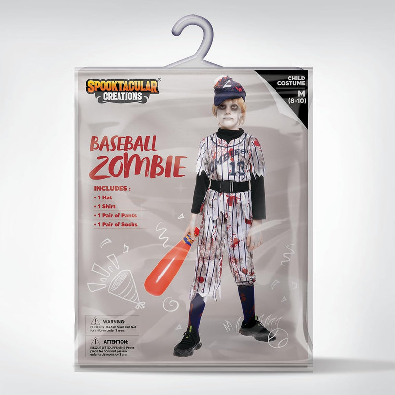 Spooktacular Creations Scary Zombie Baseball Player Costume for Kids, Horror Halloween Costumes for Kids, Halloween Parties