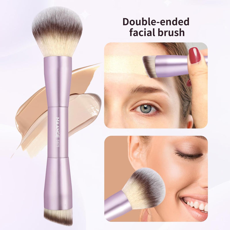 MAANGE Foundation Makeup Brush, Double Ended Makeup Brushes, Applying Liquid or Powder, Blush, Cream, Primer, for Contouring Blending Foundation Blush Brush(Gold, 2PCS)