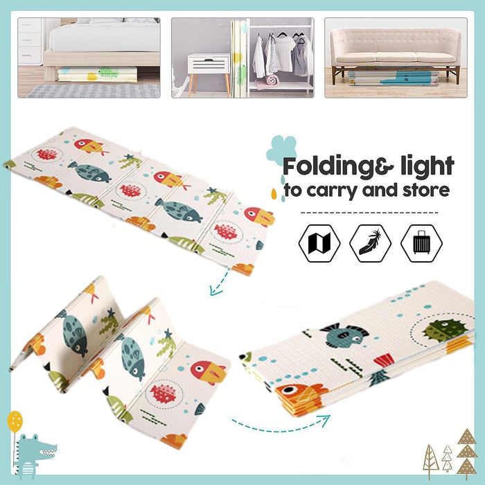 AM ANNA Baby Floor Play Mat, 0.6 in Thicker Reversible Foldable Baby Play Mat,Extra Large Play Mat for Baby Waterproof Non Toxic Anti-Slip Reversible Foam Playmat for Baby Toddlers Kids(79"x71")