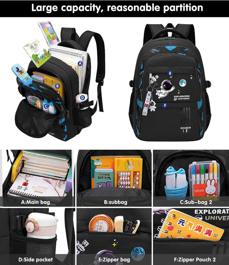 Astronaut Backpack for Boys Teens, Large Capacity School Bag Bookbag for Kids Elementary Middle