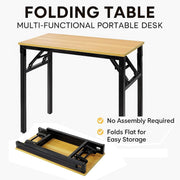 Folding Table Multi-Functional Portable Desk with Adjustable Height Legs Ideal for Computer, Camping, Garden, Picnic, Coffee & BBQ Wood Finish 80 x 40 x 75 cm