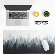 Desk Mat,Large Mouse Pad 31.5x11.8 Inch XL Extended Gaming Mouse Pad Mat with Non-Slip Base Stitched Edges Mousepad for Computer,Office,Keyboard and Laptop - Fog Misty Forest - Fog Misty Forest