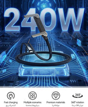 T Tersely Stand Lite 1.5M/240W Braided Fast Charge Cable - Built-in Phone Stand, T-Shaped Foldable 90 Degree USB-C Cord, Multi-Functional Right Angle Charger Cable - Black