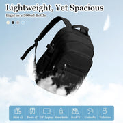 WEPOET Multi Pocket Backpack For School Womens Men, Waterproof Book bag Secondary For Girls Boys, Lightweight Large Capacity Rucksack Casual School Bags - Black