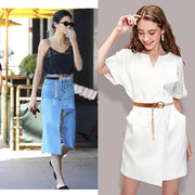 Womens Metal Waist Chain Belt Adjustable Multilayer Link Belt for Jeans & Dresses Gold Chain Belt with Coin Design Fashion Waist Belt for Casual & Evening Wear