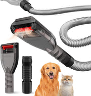 Portek Dog Hair Vacuum Attachment for Most Vacuums, Pet Shedding Brush Grooming Tool Kit with Long Extension Hose and Adapter (Universal Style) - Universal Style