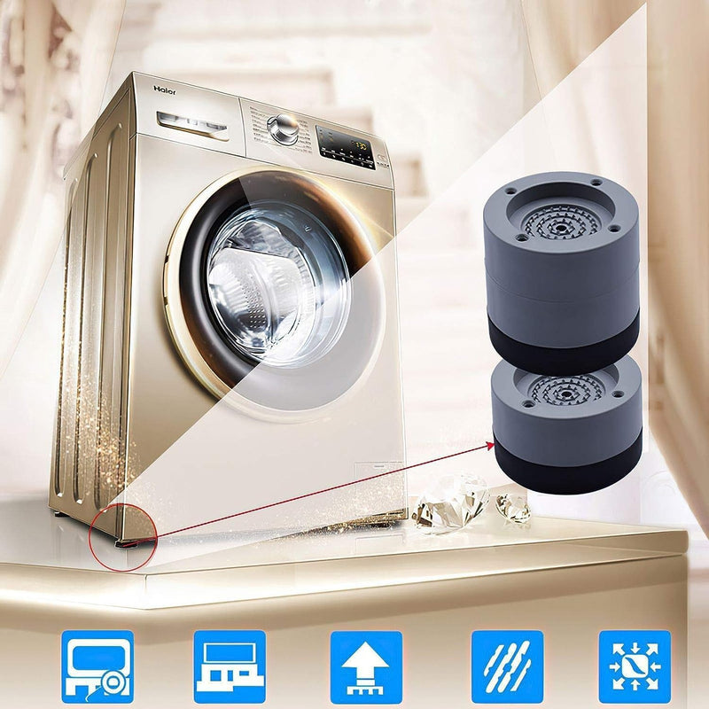 Leawall 4 Pices Multi-Purpose Anti Vibration Pads for Washing Machine Pan, Noise Dampening Washing Machine Feet with Tank Tread Grip for Washer and Dryer, Protects Laundry Room Floor trays