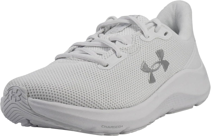 Women's Ua W Charged Pursuit 4 Running Shoe - White White Metallic Silver