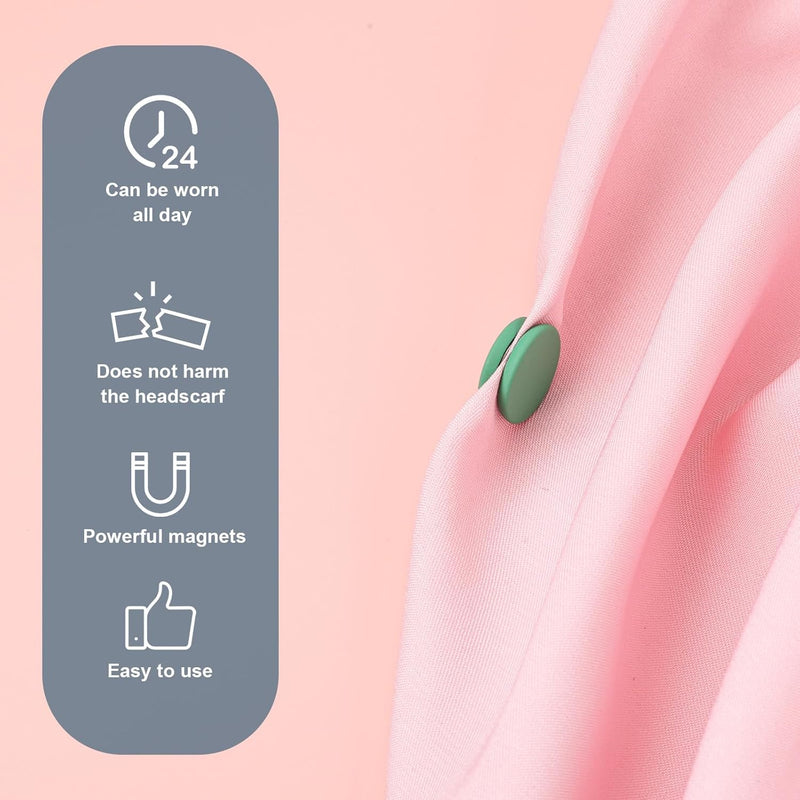 Pack of 8 Hijab Magnetic Pins, 1.4 cm, Versatile Hijab Magnetic Pins, Hijab Magnets, Without Hooks, Strong Magnetic Hijab Pins, Needle-less Brooch for Women, Clothing