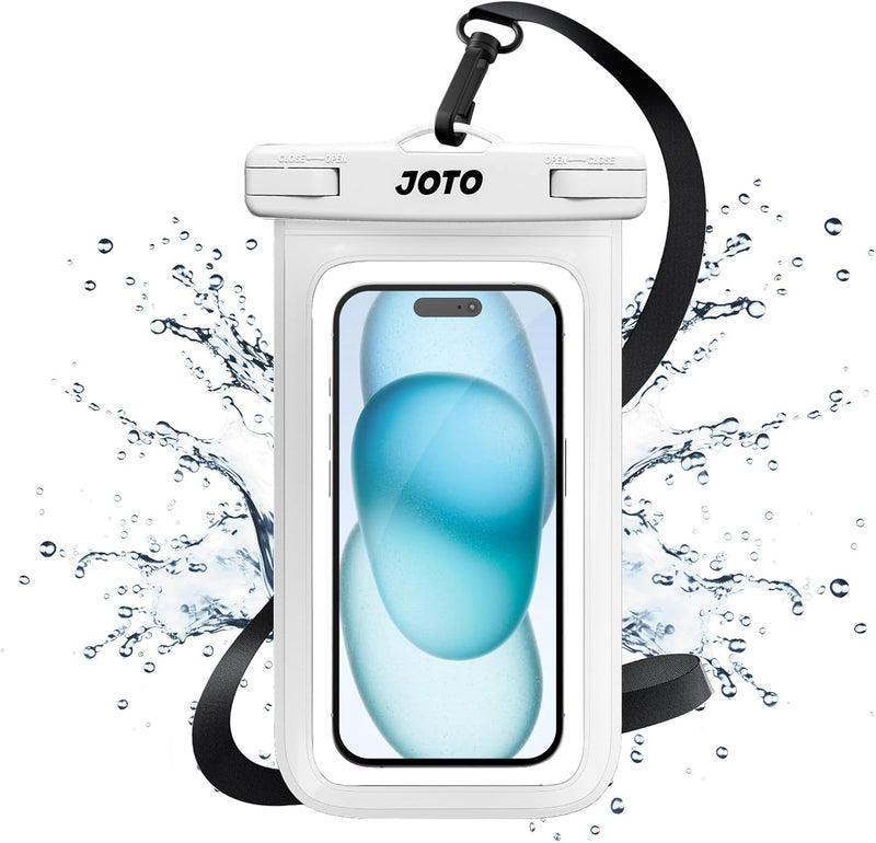 JOTO Universal Waterproof Phone Pouch Cellphone Dry Bag Case for iPhone 17 16 15 14 13 12 11 Pro Max Air Mini Plus Xs XR X 8 7 6S, Galaxy S23 S22 S21 Plus Note, Pixel up to 7" -Black - Standard White 1 Pack