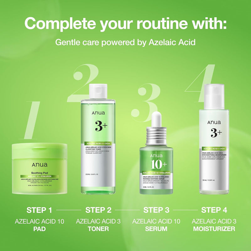 Azelaic Acid 10 Hyaluron Redness Soothing Serum, Facial Serum for Sensitive skin, Hyaluronic Acid, Niacinamide, Spot Care, Natural Color, Vegan, Korean Skincare (30ml/ 1.01 fl oz.)