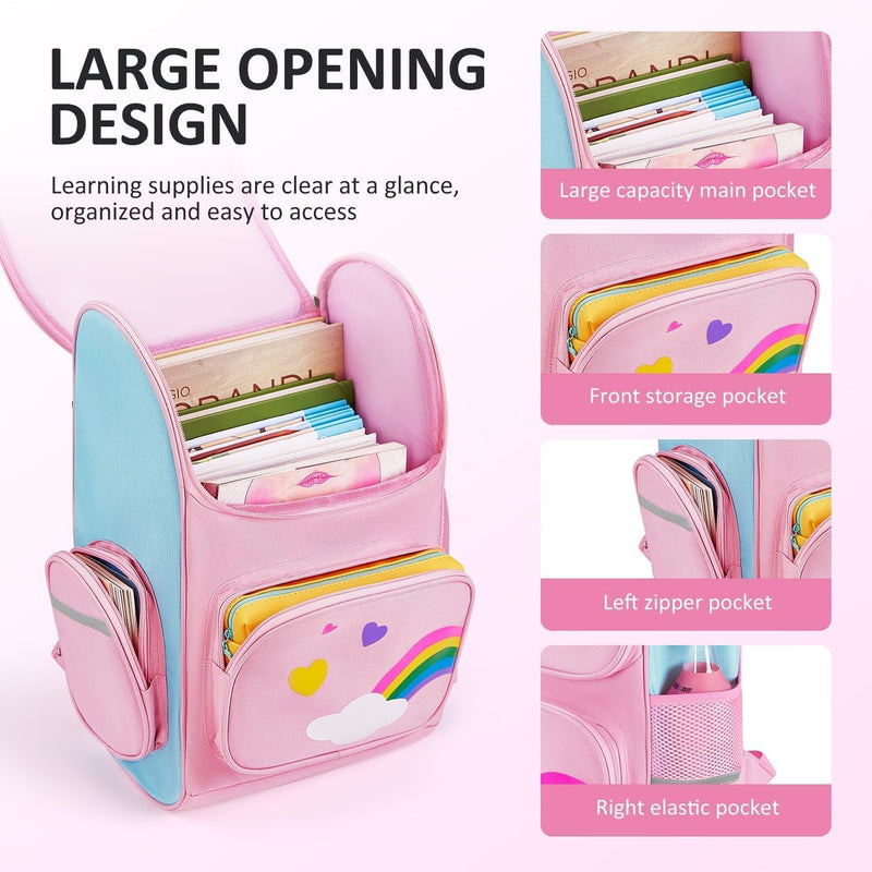 Unicorn Backpacks for Kids, Lightweight Pink School Backpack for Girl, Durable & Waterproof Schoolbag, Student Backpack Bag and Primary Kids Backpack 16inch for 5 6 7 8-10 Years Old