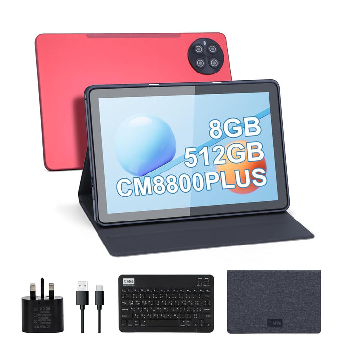 C idea 10.1 inch tablet,Android 13 Tablets,1280x800 IPS HD Touch Screen,8GB,WiFi, Bluetooth,GPS, Dual Camera, Long Lasting Battery Tablet,CM8800 Plus (Red)