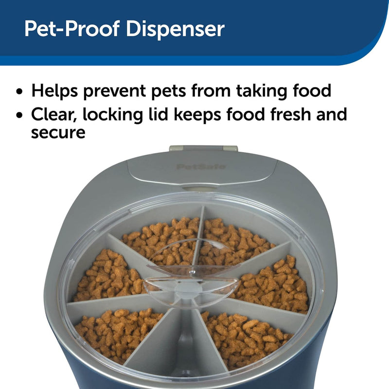 PetSafe 6 Meal Programmable Pet Food Dispenser, Automatic Dog and Cat Feeder ,Blue, (6 Cup/48 Ounce Capacity), 15.7x6.4x9.6 Inch (Pack of 1),PFD00-15956 - 6-Meal Feeder