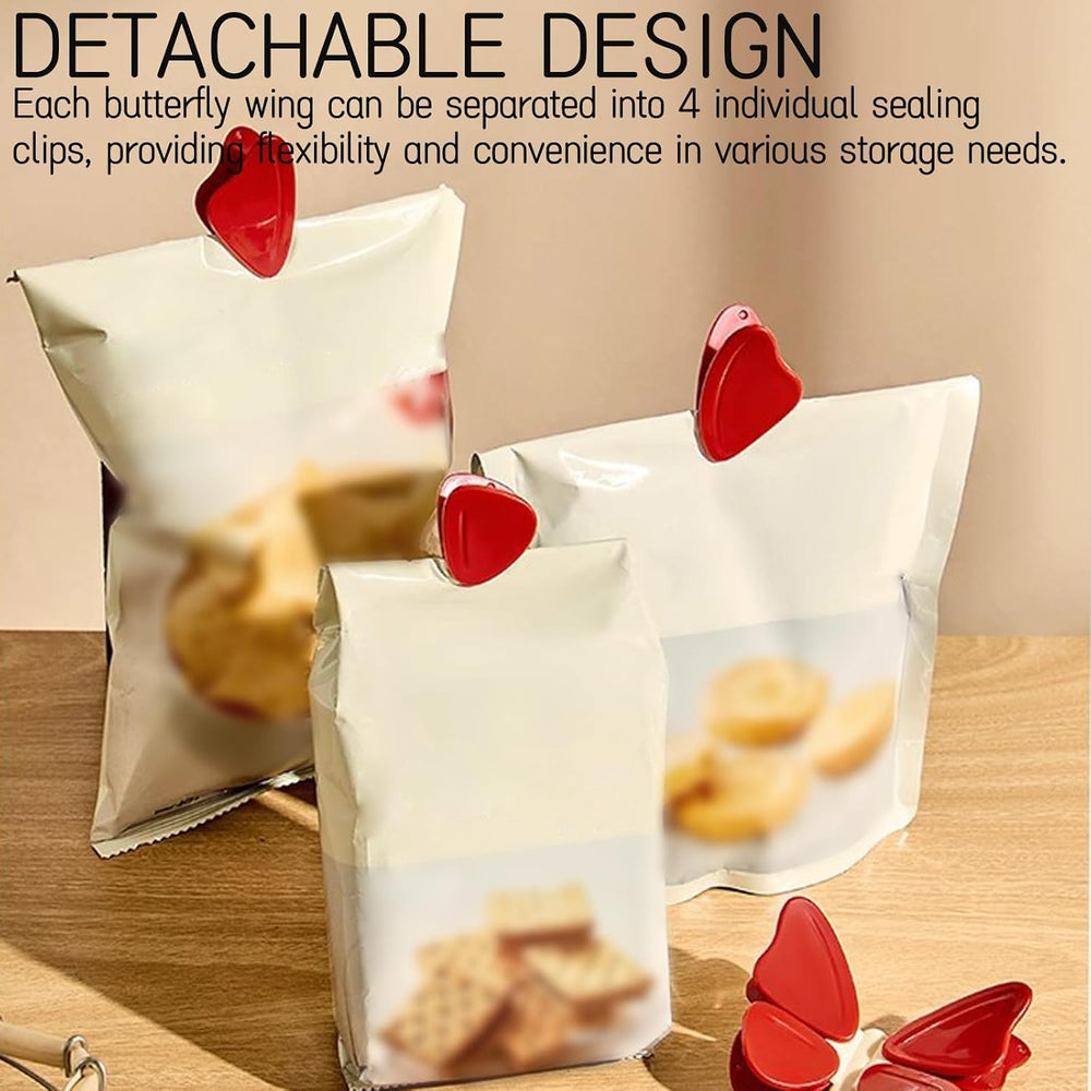 4Pcs Bag Clips, Chip Clips, Cute Sealing clips for Food & Snack Bag, Detachable Butterfly Magnetic Chip, Fridge Magnetic food Clips for Snack Airtight Seal