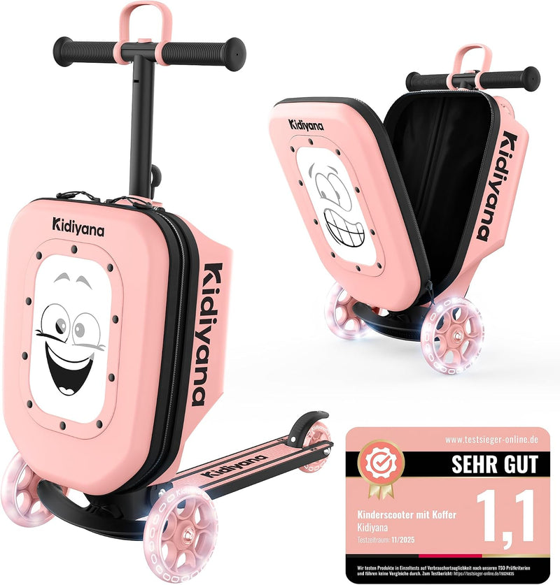 Scooter Suitcase, Children's Suitcase with Scooter and LED Wheels, Height-Adjustable Handlebar, A5 Viewing Window, 7 cm Storage Space, Suitable as Hand Luggage, Children's Scooter Gift from 2 - ÙØ±Ø¯Ù Ø­ÙÙØ¨Ø© Ø§ÙØ³ÙÙØªØ±