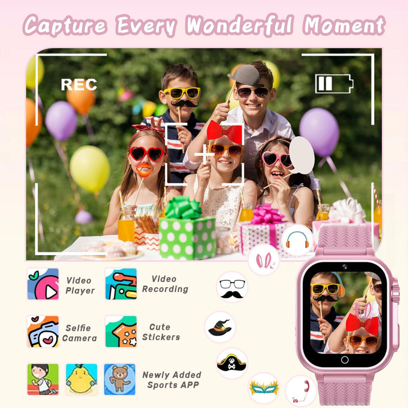 Masroo Kids Smart Watch Gift for Girls Age 5-12, HD Touch Screen Girls Watch with 32 Puzzle Games, Camera Music Player Learn Card Pedometer Educational Toys Birthday Gifts for Ages 5 6 7 8 9 10