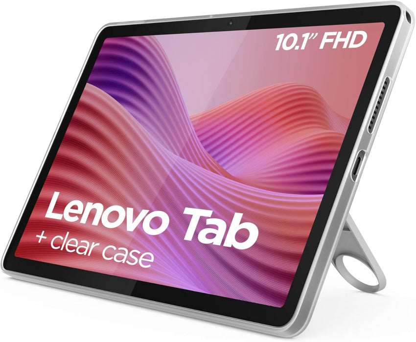 Lenovo Tab with Clear Case, 10.1" WUXGA (1920x1200) 400nits Anti-fingerprint Touch, MediaTek Helio G85 processor, 4G LTE Voice calling, 4GB RAM, 128GB Storage, Android 14, Luna Grey - [ZAEJ0000AE]