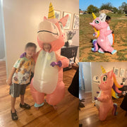 AM ANNA Kids Inflatable Unicorn Costume Set for Girls Boys, Ages 4-6 Years (80-130 cm), Rainbow Colour Halloween Costume Kid Funny Blow up Costume for Party Cosplay Supplies - Kids 90-130CM