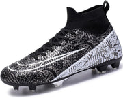 Football Boots for Man & Women,High Top Professional Soccer Shoes Non-Slipping Football Sneaker Football Boots Soccer CleatsSoccer Athletics Training Shoes Youth Students - Black