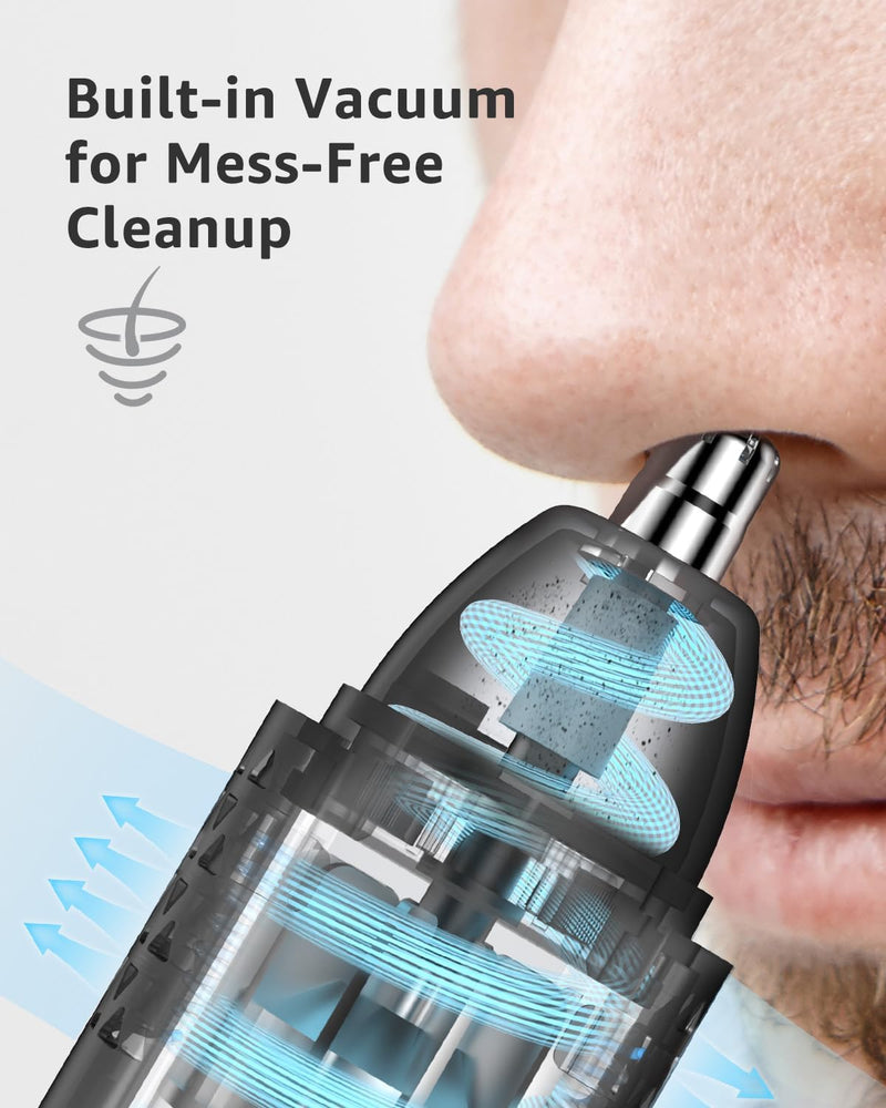 MANSPOT Nose Trimmer for Men Ear Nose Hair Trimmer, 10,000 RPM Ultra-Fast Electric Nose Trimmer with Vacuum Suction, USB-C, 90min Ultra-Long Battery Life, Magnetic Blade, Easy Cleaning, Wet & Dry Use