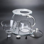 Unbreakable Glass Teapot Set, 340ml Semi-Automatic Rotating Kungfu Tea Pot with Infuser, Borosilicate Glass Drip Teapot for Home, Tea House, Restaurant, Chinese Tea Ceremony