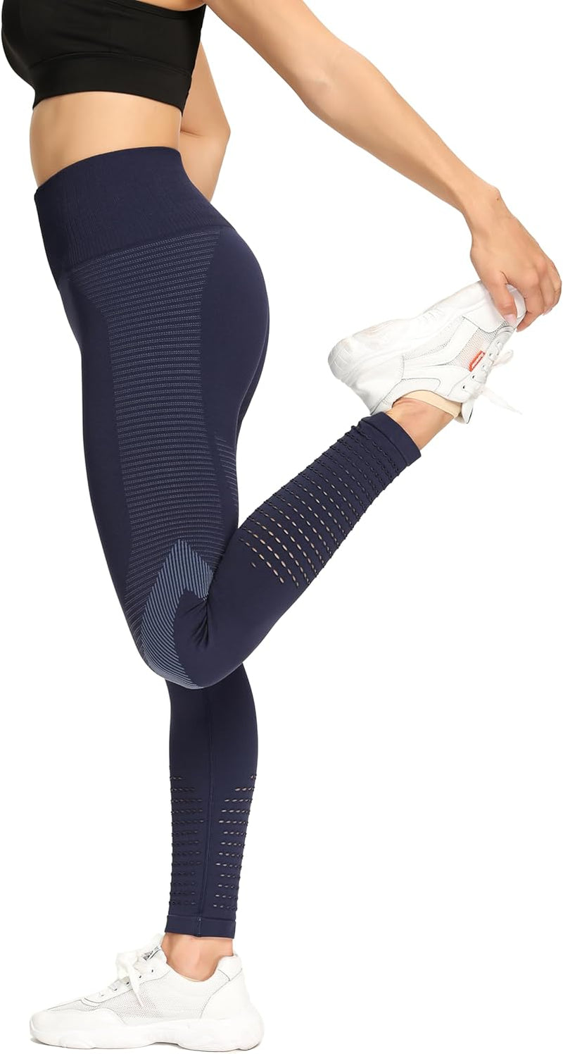 Redqenting High Waisted Leggings for Women Workout Seamless Leggings Yoga Pants Sweat Proof Tummy Control Tights