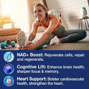 NAD+ Supplement - NAD Nicotinamide Riboside Resveratrol NAD Supplement 1000mg Pure Organic for Women and Men Anti-Aging, Energy, Concentration, 80 Capsules