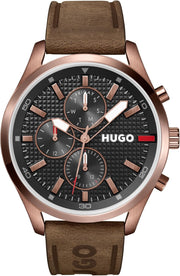 Hugo CHASE Men Watch, Analog - Brown / Black