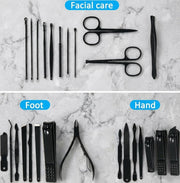 Manicure Set Professional Nail Clipper Kit-26 Pieces Stainless Steel Manicure Kit,nail Care Tools with Luxurious Travel Case - silver