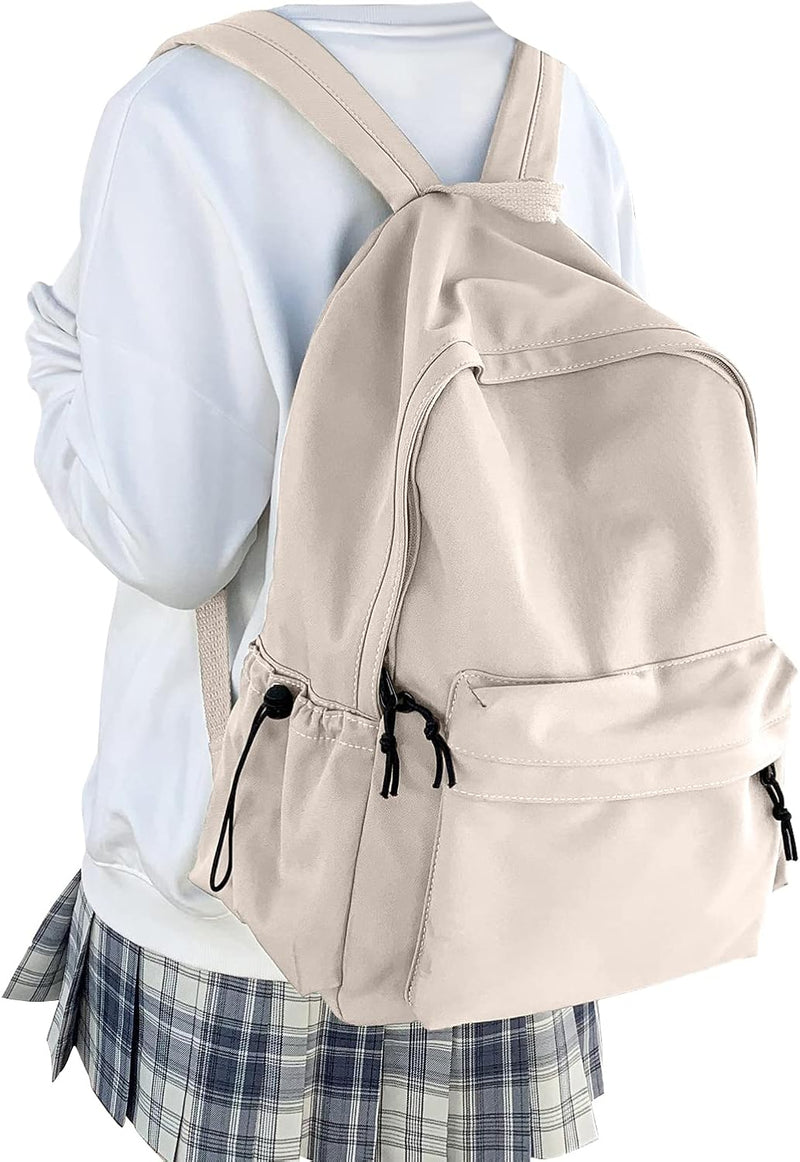 WEPOET Middle School Backpack for Teen Girls,Cute College Backpack for Women,High School Bag,Casual Travel Rucksack,Bookbag - A5-beige