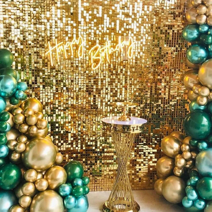 LuoluoHouse Red Shimmer Wall Panel Glitter Sequin Backdrop Panel of 24 Shiny Backdrop for Party Event Background Foil Back Drop