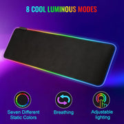 SKY-TOUCH Gaming Mouse Pad, Extra Large Soft Led Extended Mouse pad, anti-slip Rubber Base Computer Keyboard Mat, Black, GRB mouse